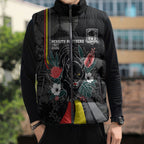 Penrith Panthers 60th Anniversary Custom Sleeveless Puffer Jacket Native Australian Protea And Hibiscus Tropical Floral