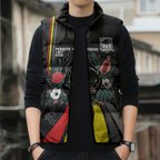 Penrith Panthers 60th Anniversary Custom Sleeveless Puffer Jacket Native Australian Protea And Hibiscus Tropical Floral