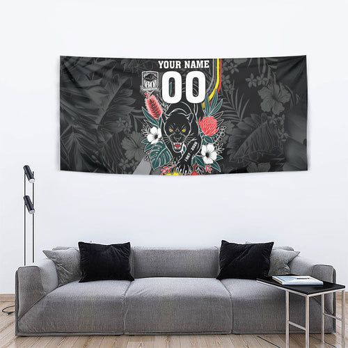 Penrith Panthers 60th Anniversary Custom Tapestry Native Australian Protea And Hibiscus Tropical Floral