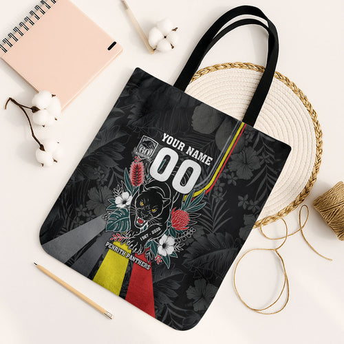 Penrith Panthers 60th Anniversary Custom Tote Bag Native Australian Protea And Hibiscus Tropical Floral