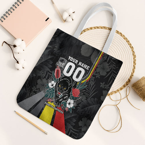 Penrith Panthers 60th Anniversary Custom Tote Bag Native Australian Protea And Hibiscus Tropical Floral