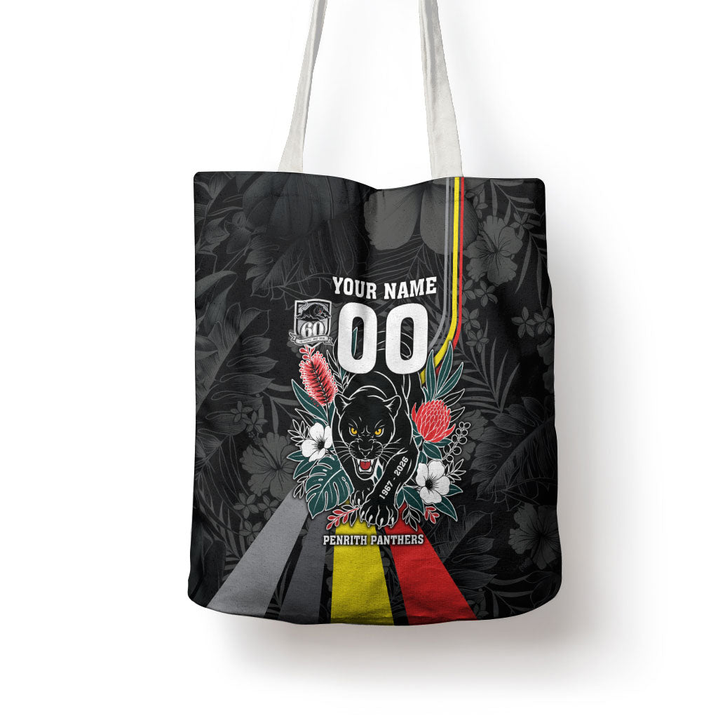 Penrith Panthers 60th Anniversary Custom Tote Bag Native Australian Protea And Hibiscus Tropical Floral