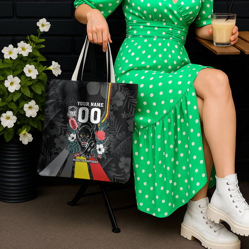 Penrith Panthers 60th Anniversary Custom Tote Bag Native Australian Protea And Hibiscus Tropical Floral