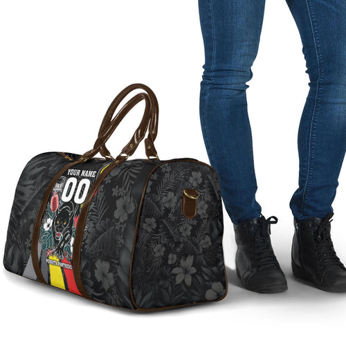 Penrith Panthers 60th Anniversary Custom Travel Bag Native Australian Protea And Hibiscus Tropical Floral