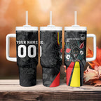 Penrith Panthers 60th Anniversary Custom Tumbler With Handle Native Australian Protea And Hibiscus Tropical Floral
