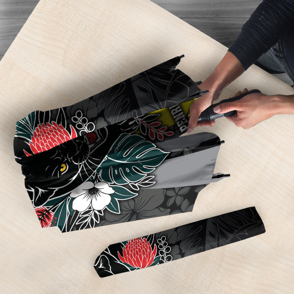 Penrith Panthers 60th Anniversary Custom Umbrella Native Australian Protea And Hibiscus Tropical Floral