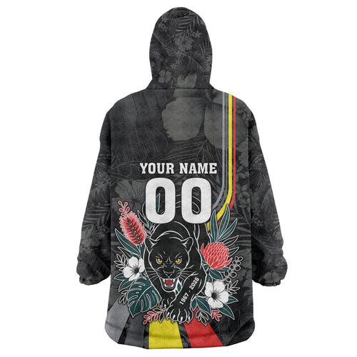 Penrith Panthers 60th Anniversary Custom Wearable Blanket Hoodie Native Australian Protea And Hibiscus Tropical Floral