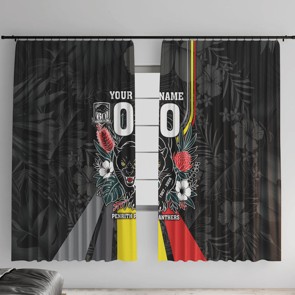 Penrith Panthers 60th Anniversary Custom Window Curtain Native Australian Protea And Hibiscus Tropical Floral