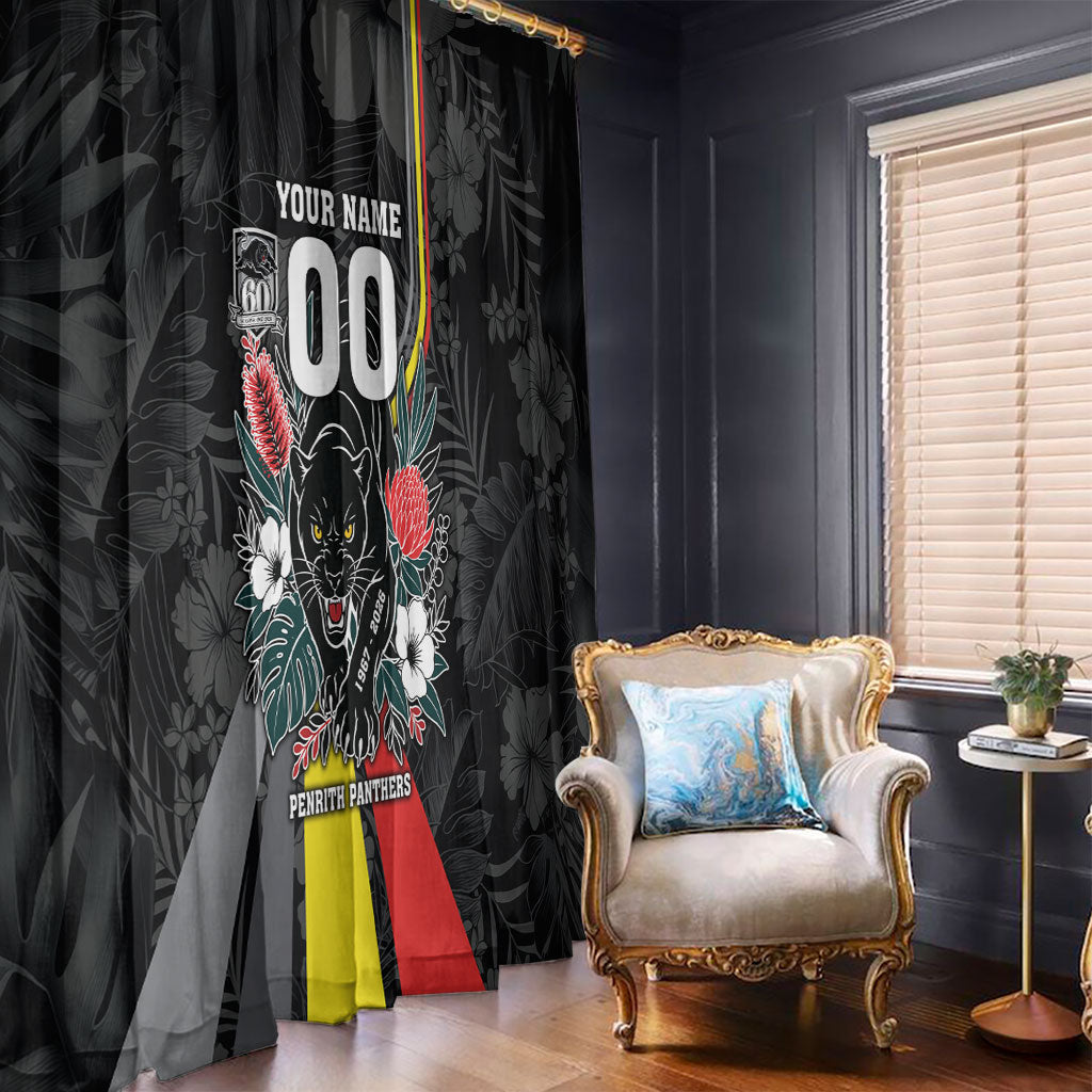 Penrith Panthers 60th Anniversary Custom Window Curtain Native Australian Protea And Hibiscus Tropical Floral
