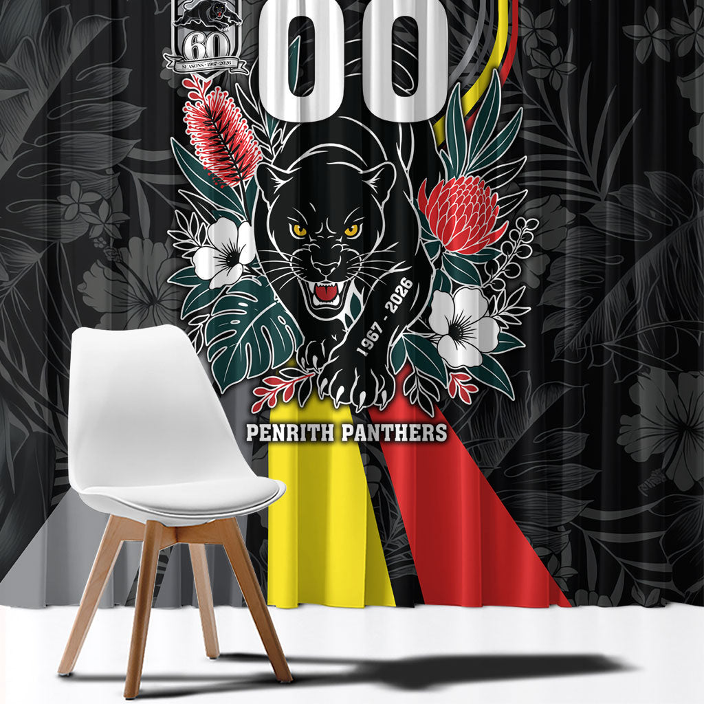 Penrith Panthers 60th Anniversary Custom Window Curtain Native Australian Protea And Hibiscus Tropical Floral