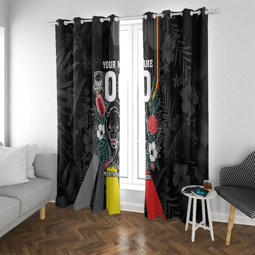 Penrith Panthers 60th Anniversary Custom Window Curtain Native Australian Protea And Hibiscus Tropical Floral