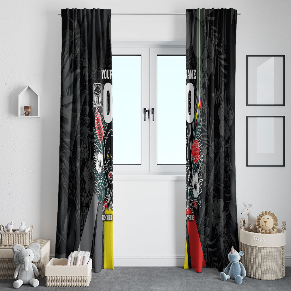 Penrith Panthers 60th Anniversary Custom Window Curtain Native Australian Protea And Hibiscus Tropical Floral