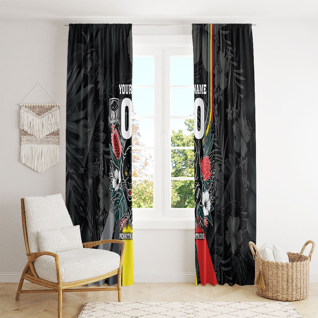 Penrith Panthers 60th Anniversary Custom Window Curtain Native Australian Protea And Hibiscus Tropical Floral
