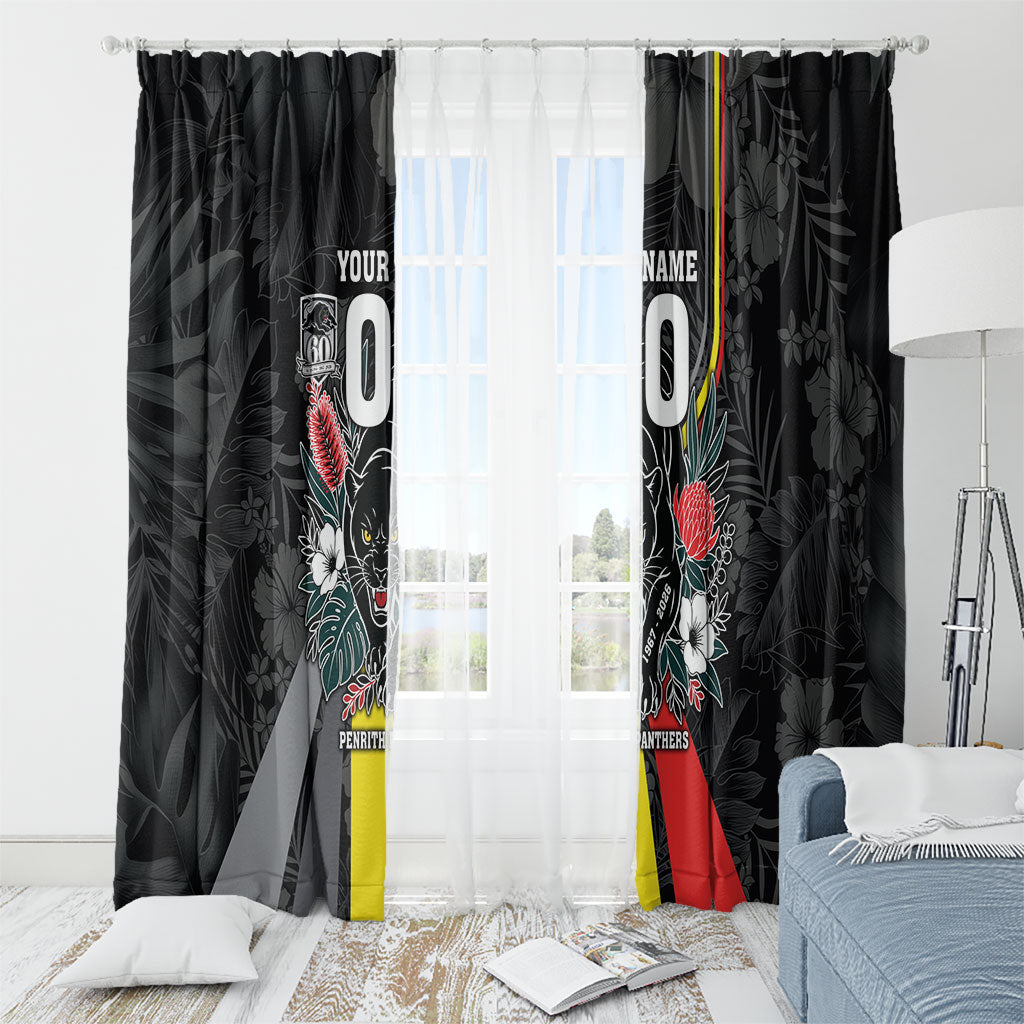 Penrith Panthers 60th Anniversary Custom Window Curtain Native Australian Protea And Hibiscus Tropical Floral