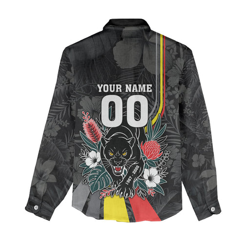 Penrith Panthers 60th Anniversary Custom Women Casual Shirt Native Australian Protea And Hibiscus Tropical Floral
