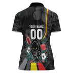 Penrith Panthers 60th Anniversary Custom Women Polo Shirt Native Australian Protea And Hibiscus Tropical Floral