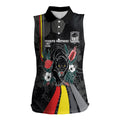 Penrith Panthers 60th Anniversary Custom Women Sleeveless Polo Shirt Native Australian Protea And Hibiscus Tropical Floral