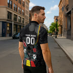Penrith Panthers 60th Anniversary Custom Zipper Polo Shirt Native Australian Protea And Hibiscus Tropical Floral
