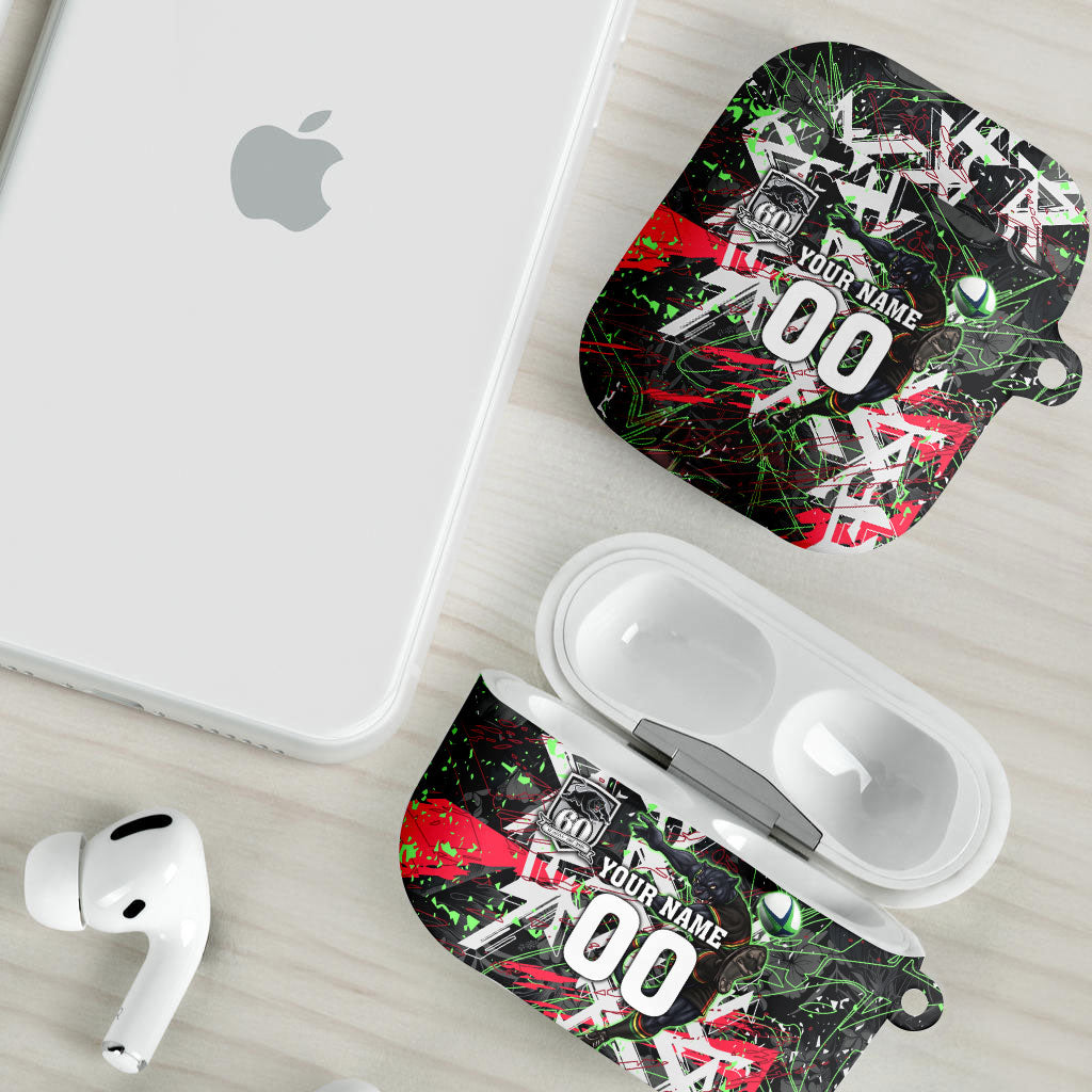 Personalised Penrith Panthers 60th Anniversary AirPods Case Abstract Graffiti - Dynamic Mascot Illustration 2026
