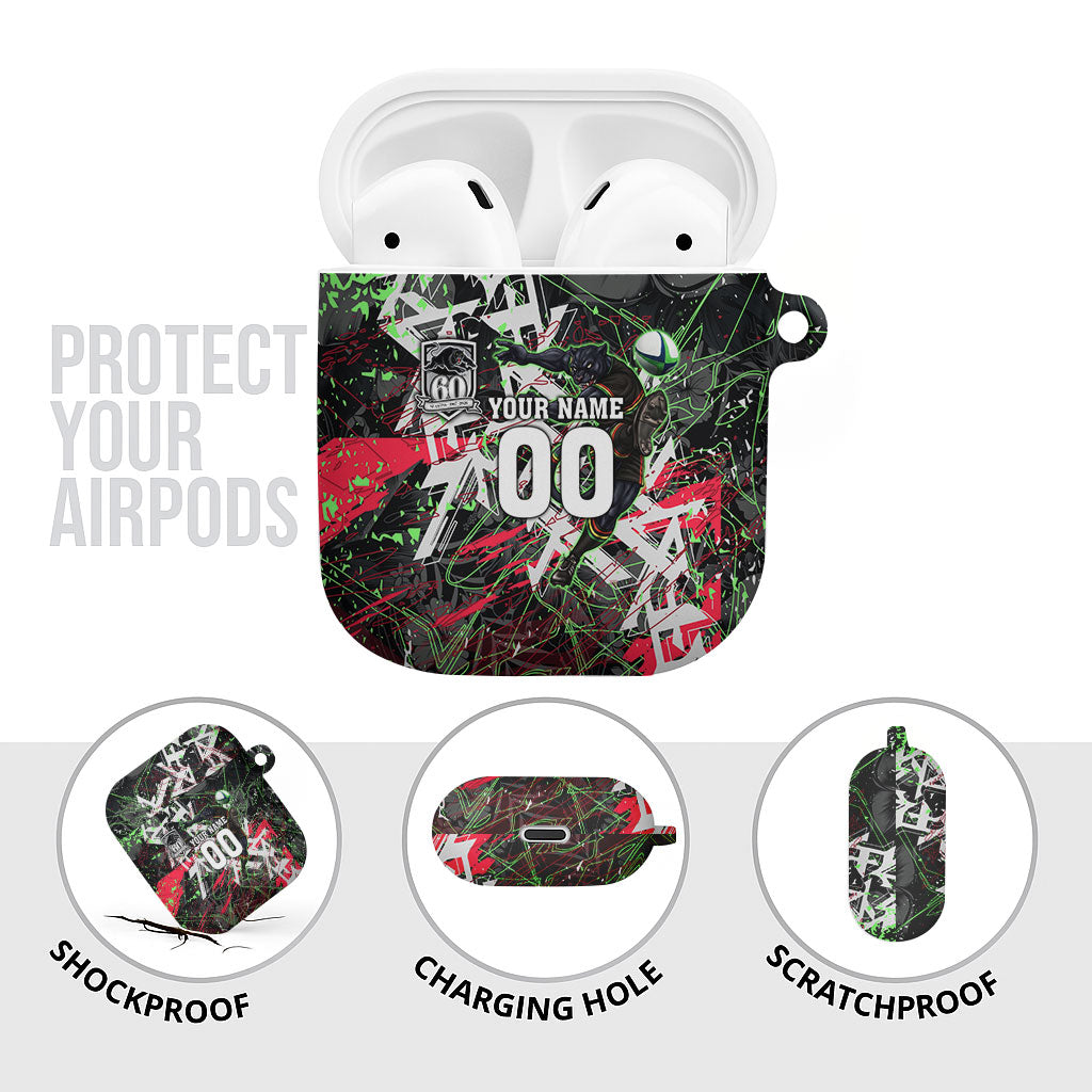 Personalised Penrith Panthers 60th Anniversary AirPods Case Abstract Graffiti - Dynamic Mascot Illustration 2026