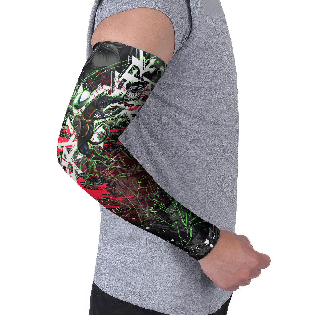 Personalised Penrith Panthers 60th Anniversary Arm Sleeves Abstract Graffiti - Dynamic Mascot Illustration 2026
