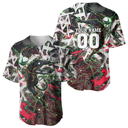Personalised Penrith Panthers 60th Anniversary Baseball Jersey Abstract Graffiti - Dynamic Mascot Illustration 2026
