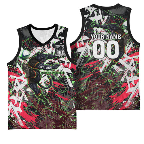 Personalised Penrith Panthers 60th Anniversary Basketball Jersey Abstract Graffiti - Dynamic Mascot Illustration 2026