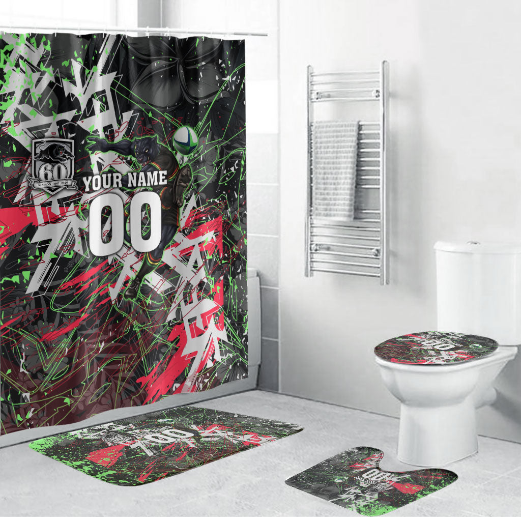 Personalised Penrith Panthers 60th Anniversary Bathroom Set Abstract Graffiti - Dynamic Mascot Illustration 2026