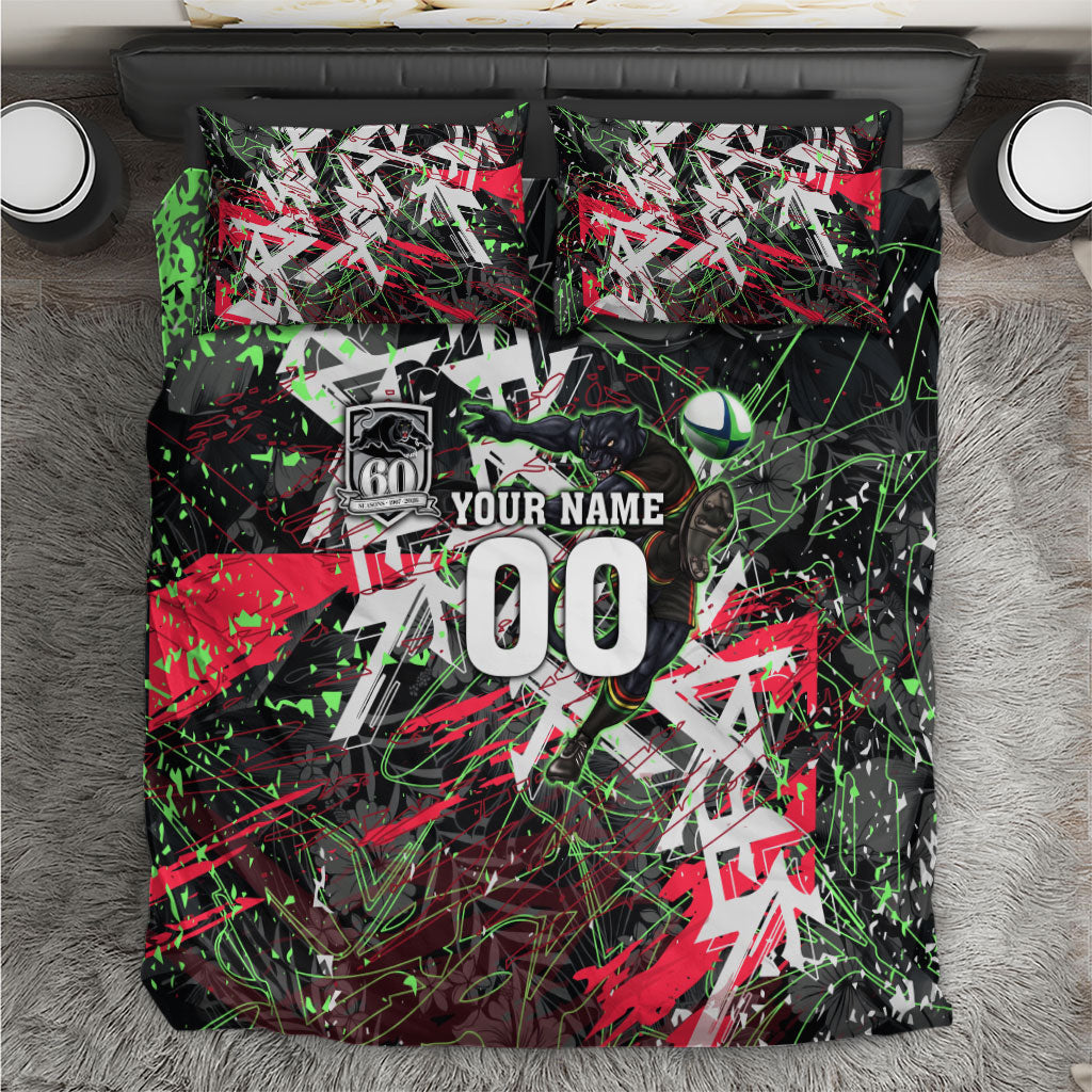 Personalised Penrith Panthers 60th Anniversary Bedding Set Abstract Graffiti - Dynamic Mascot Illustration 2026