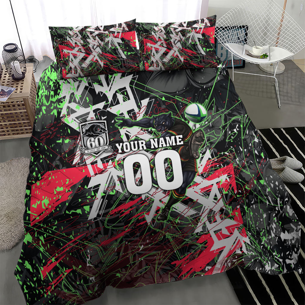 Personalised Penrith Panthers 60th Anniversary Bedding Set Abstract Graffiti - Dynamic Mascot Illustration 2026