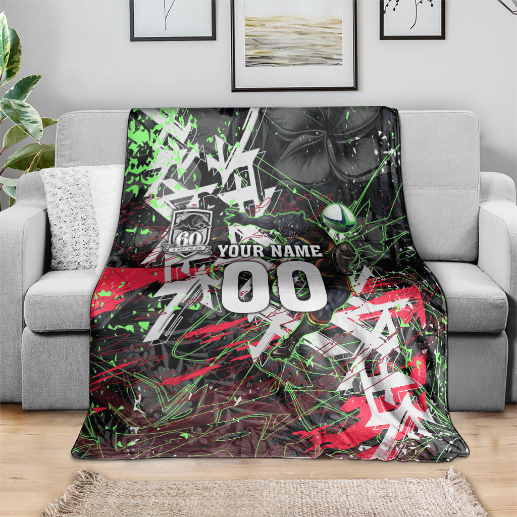 Personalised Penrith Panthers 60th Anniversary Blanket Abstract Graffiti - Dynamic Mascot Illustration 2026