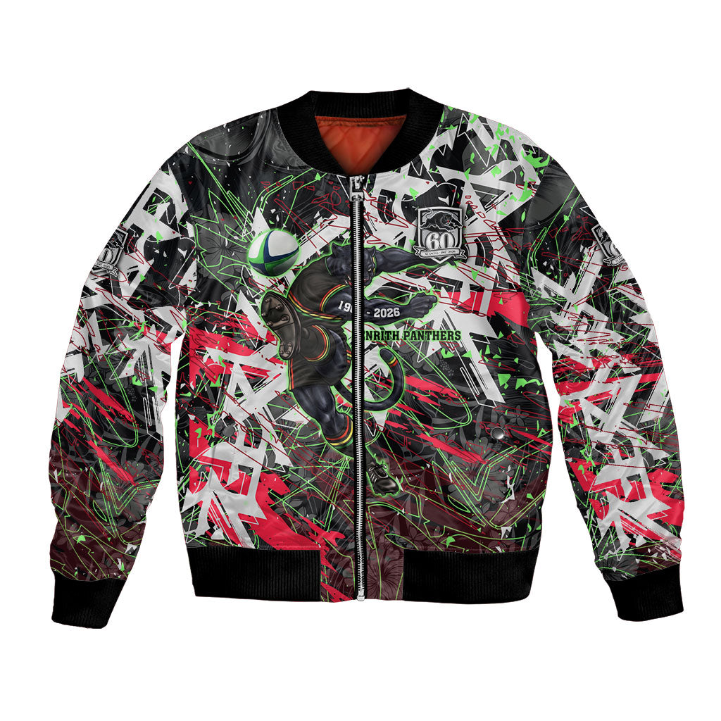 Personalised Penrith Panthers 60th Anniversary Bomber Jacket Abstract Graffiti - Dynamic Mascot Illustration 2026