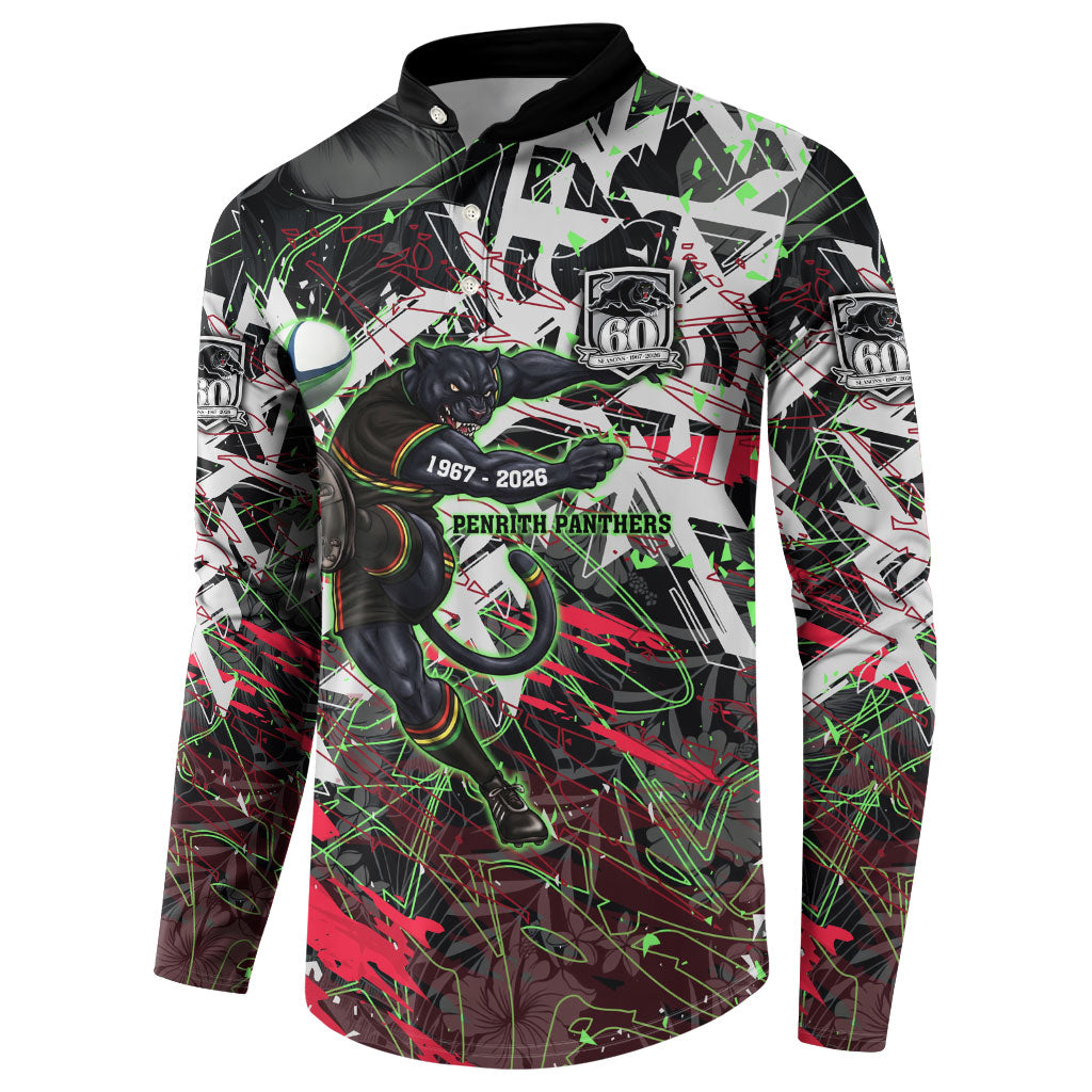 Personalised Penrith Panthers 60th Anniversary Button Sweatshirt Abstract Graffiti - Dynamic Mascot Illustration 2026