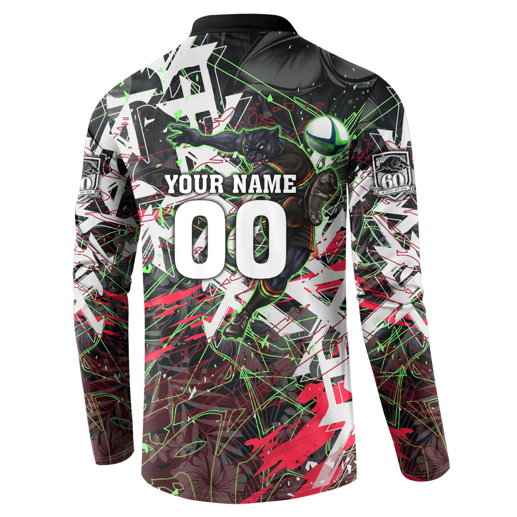 Personalised Penrith Panthers 60th Anniversary Button Sweatshirt Abstract Graffiti - Dynamic Mascot Illustration 2026