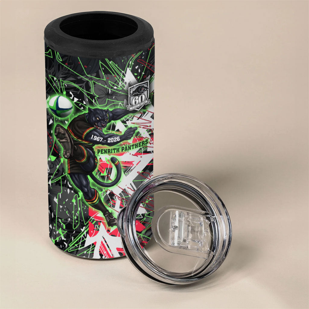 Personalised Penrith Panthers 60th Anniversary 4 in 1 Can Cooler Tumbler Abstract Graffiti - Dynamic Mascot Illustration 2026