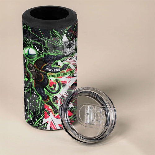 Personalised Penrith Panthers 60th Anniversary 4 in 1 Can Cooler Tumbler Abstract Graffiti - Dynamic Mascot Illustration 2026