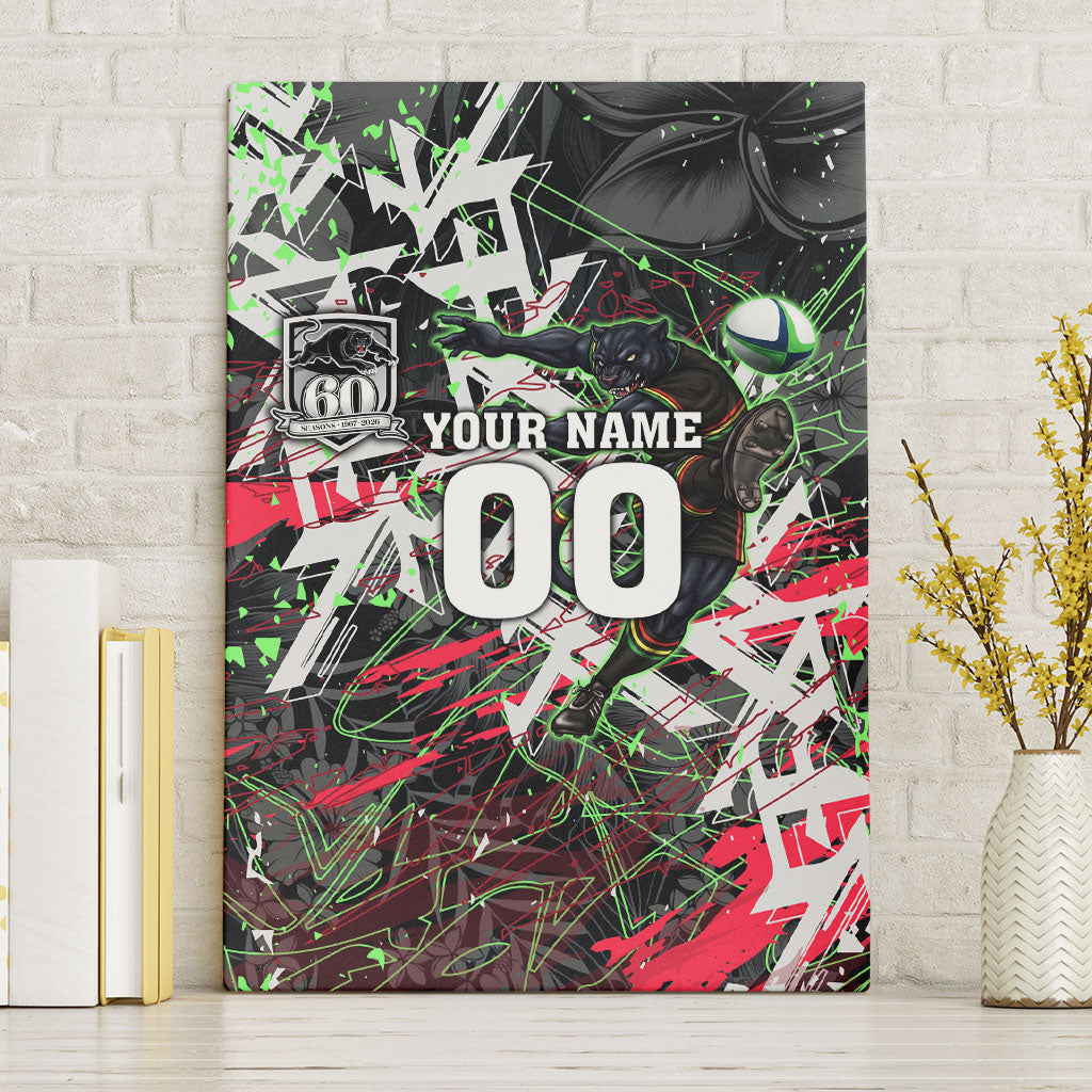 Personalised Penrith Panthers 60th Anniversary Canvas Wall Art Abstract Graffiti - Dynamic Mascot Illustration 2026