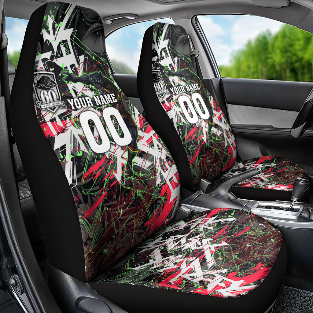Personalised Penrith Panthers 60th Anniversary Car Seat Cover Abstract Graffiti - Dynamic Mascot Illustration 2026