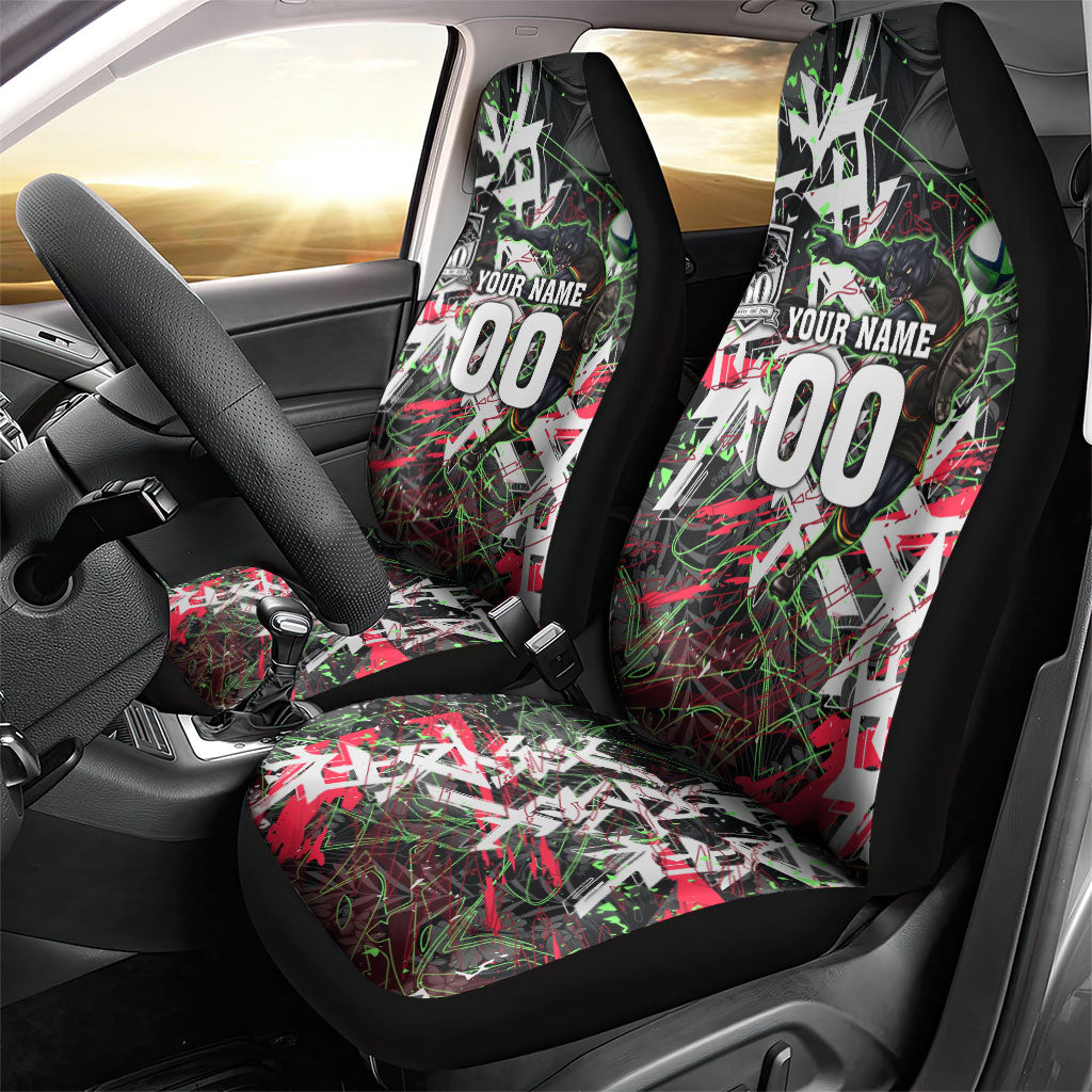 Personalised Penrith Panthers 60th Anniversary Car Seat Cover Abstract Graffiti - Dynamic Mascot Illustration 2026