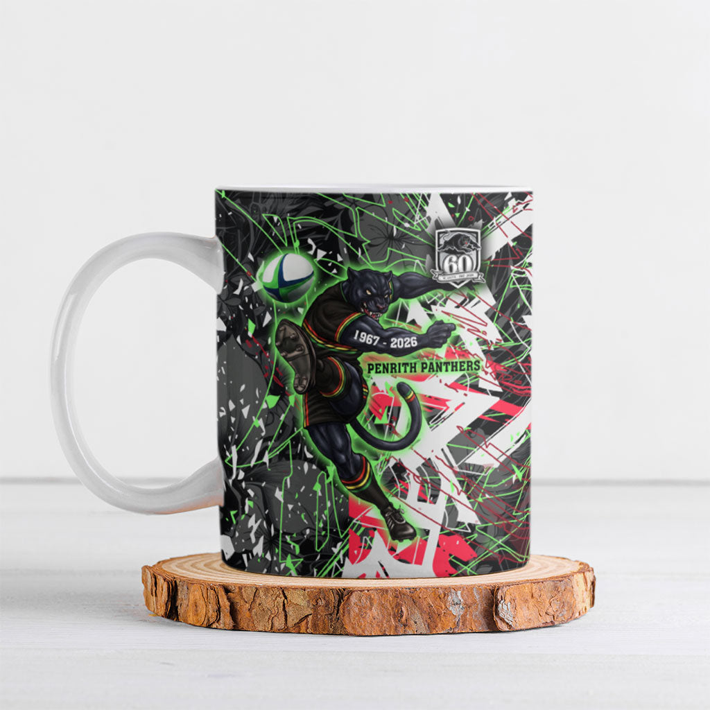 Personalised Penrith Panthers 60th Anniversary Ceramic Mug Abstract Graffiti - Dynamic Mascot Illustration 2026