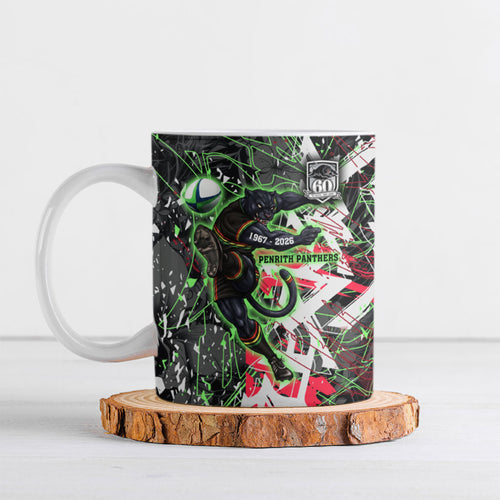 Personalised Penrith Panthers 60th Anniversary Ceramic Mug Abstract Graffiti - Dynamic Mascot Illustration 2026