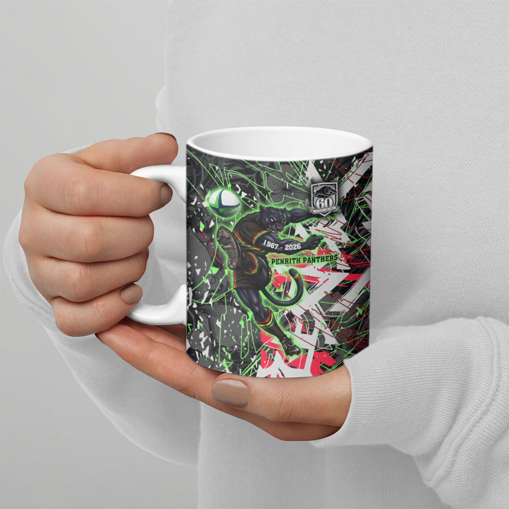Personalised Penrith Panthers 60th Anniversary Ceramic Mug Abstract Graffiti - Dynamic Mascot Illustration 2026