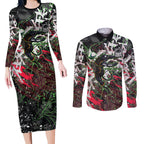 Personalised Penrith Panthers 60th Anniversary Couples Matching Long Sleeve Bodycon Dress and Long Sleeve Button Shirt Abstract Graffiti - Dynamic Mascot Illustration 2026