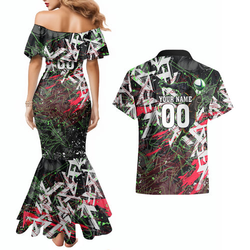 Personalised Penrith Panthers 60th Anniversary Couples Matching Mermaid Dress and Hawaiian Shirt Abstract Graffiti - Dynamic Mascot Illustration 2026