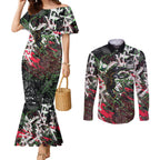 Personalised Penrith Panthers 60th Anniversary Couples Matching Mermaid Dress and Long Sleeve Button Shirt Abstract Graffiti - Dynamic Mascot Illustration 2026