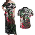 Personalised Penrith Panthers 60th Anniversary Couples Matching Off Shoulder Maxi Dress and Hawaiian Shirt Abstract Graffiti - Dynamic Mascot Illustration 2026