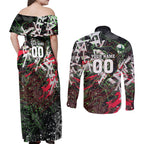 Personalised Penrith Panthers 60th Anniversary Couples Matching Off Shoulder Maxi Dress and Long Sleeve Button Shirt Abstract Graffiti - Dynamic Mascot Illustration 2026