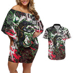 Personalised Penrith Panthers 60th Anniversary Couples Matching Off Shoulder Short Dress and Hawaiian Shirt Abstract Graffiti - Dynamic Mascot Illustration 2026