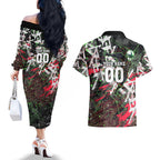 Personalised Penrith Panthers 60th Anniversary Couples Matching Off The Shoulder Long Sleeve Dress and Hawaiian Shirt Abstract Graffiti - Dynamic Mascot Illustration 2026