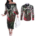 Personalised Penrith Panthers 60th Anniversary Couples Matching Off The Shoulder Long Sleeve Dress and Long Sleeve Button Shirt Abstract Graffiti - Dynamic Mascot Illustration 2026
